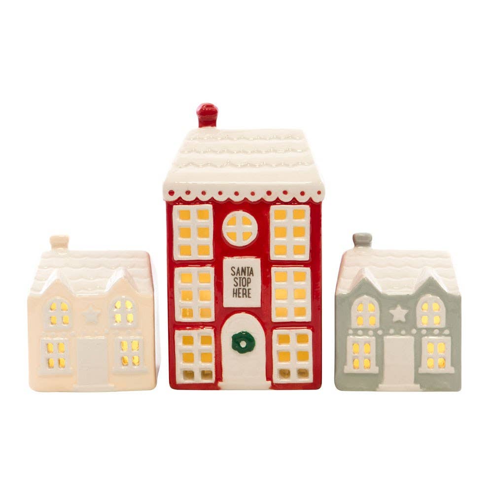 Set of 3 Light Up Christmas Houses