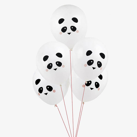 5 Printed Panda Balloons