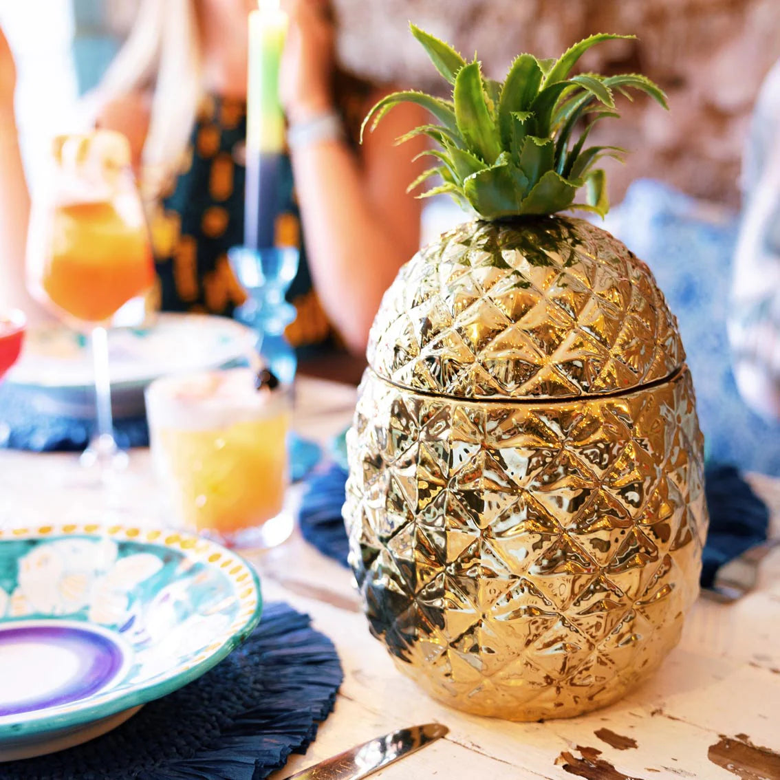 Gold Pineapple Ice Bucket with Lid