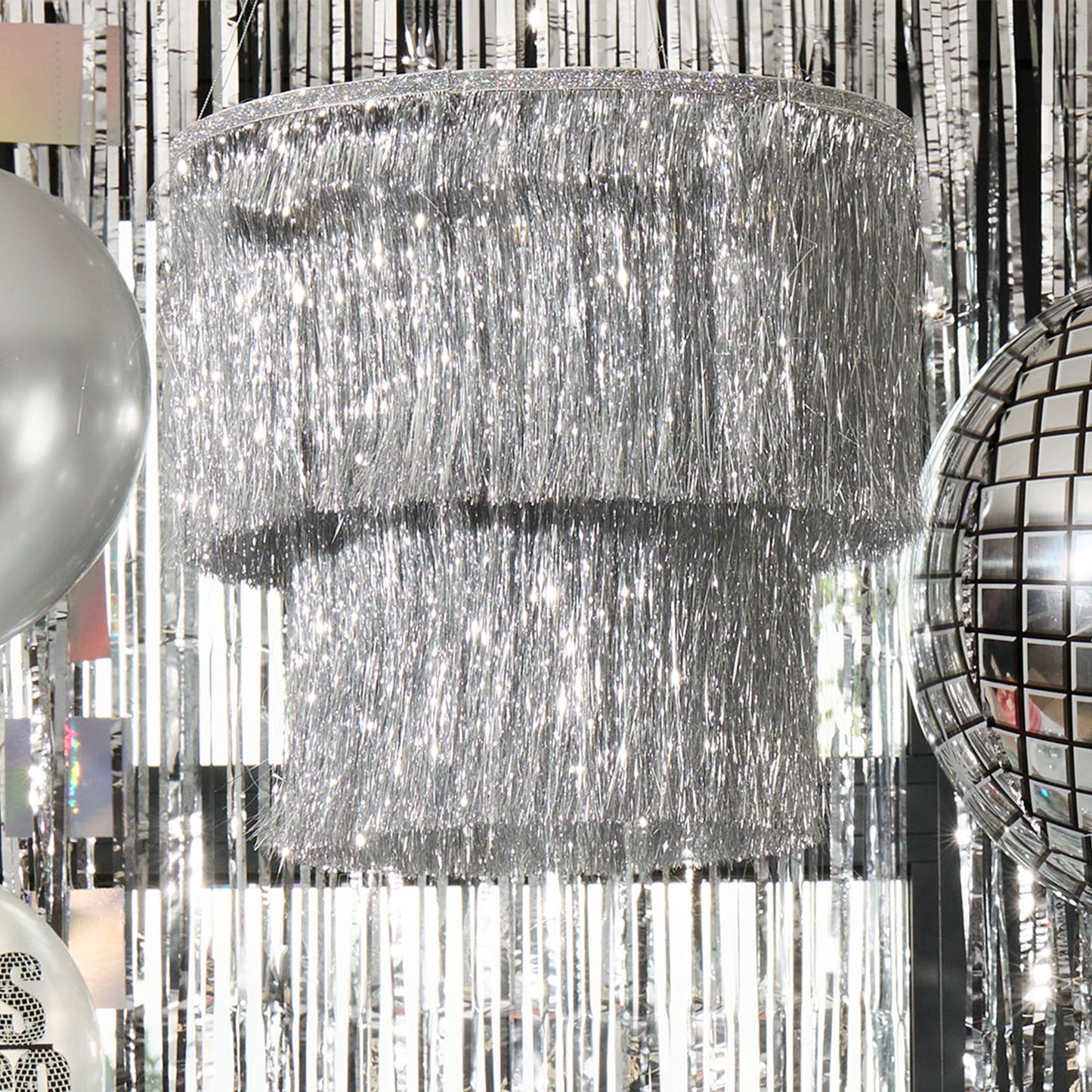 Silver Fringe Chandelier from Hootyballoo