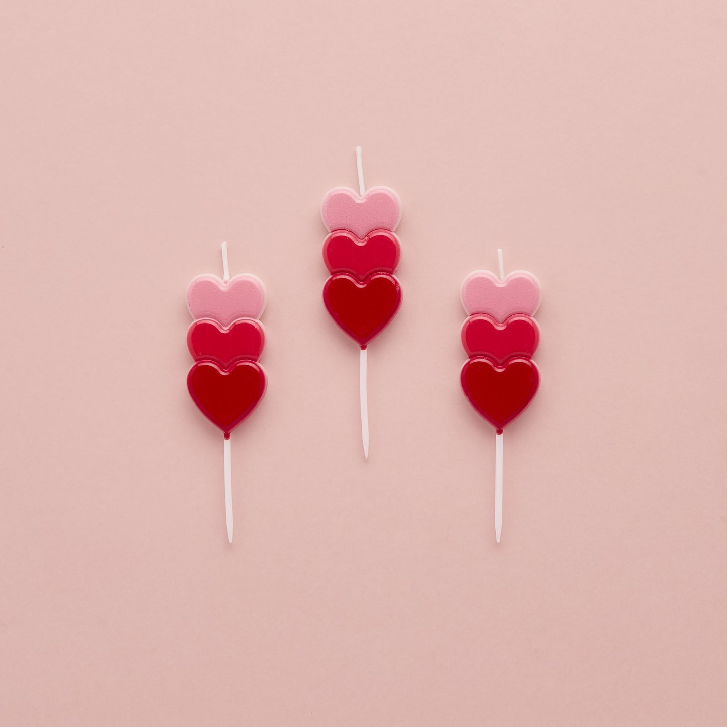 Stacked Heart Pink Candles - Set of 3