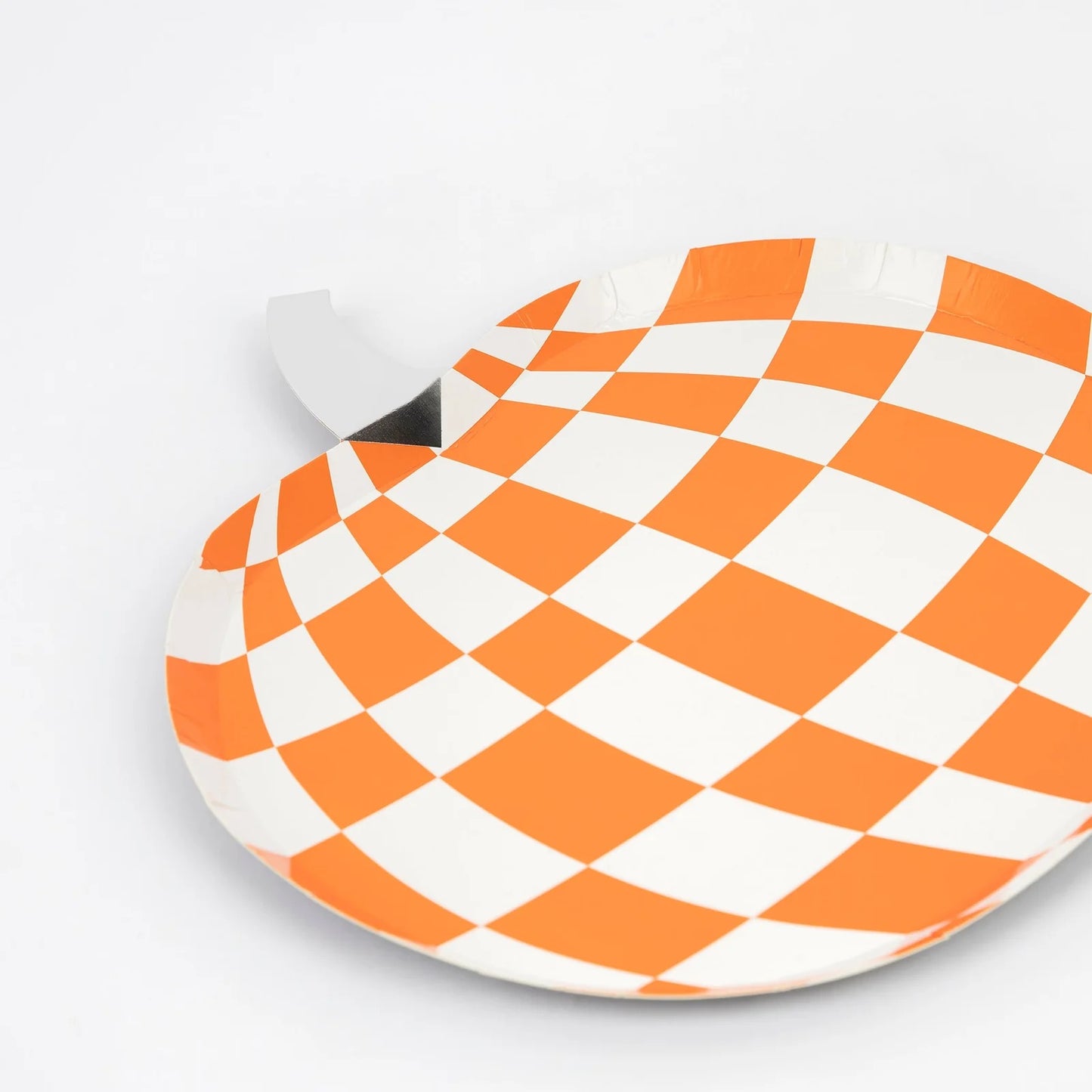 Halloween Mod Patterned Pumpkin Shaped Paper Plates - Pack of 8