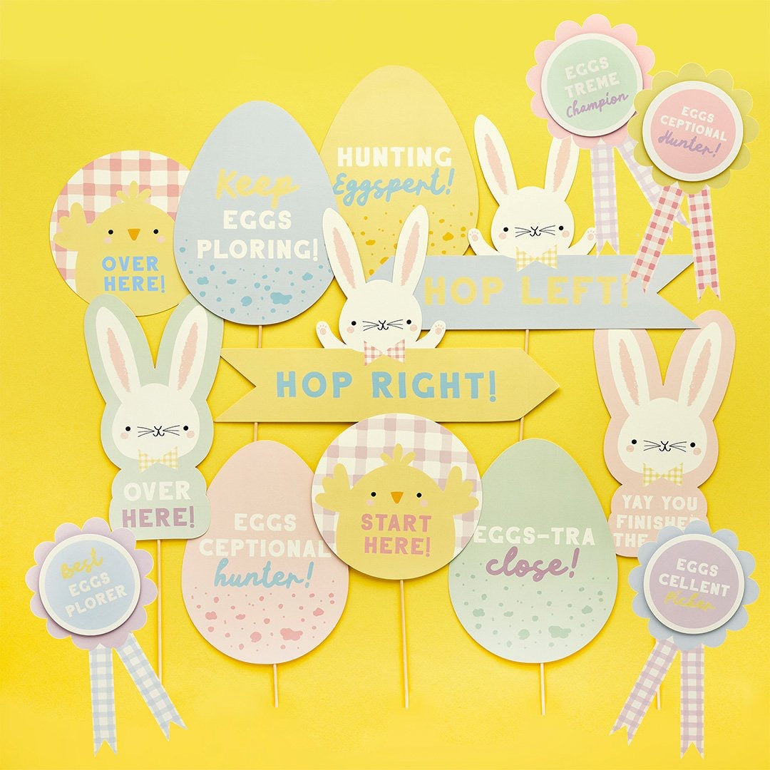 Easter Egg Hunt Signs and Badge Kit