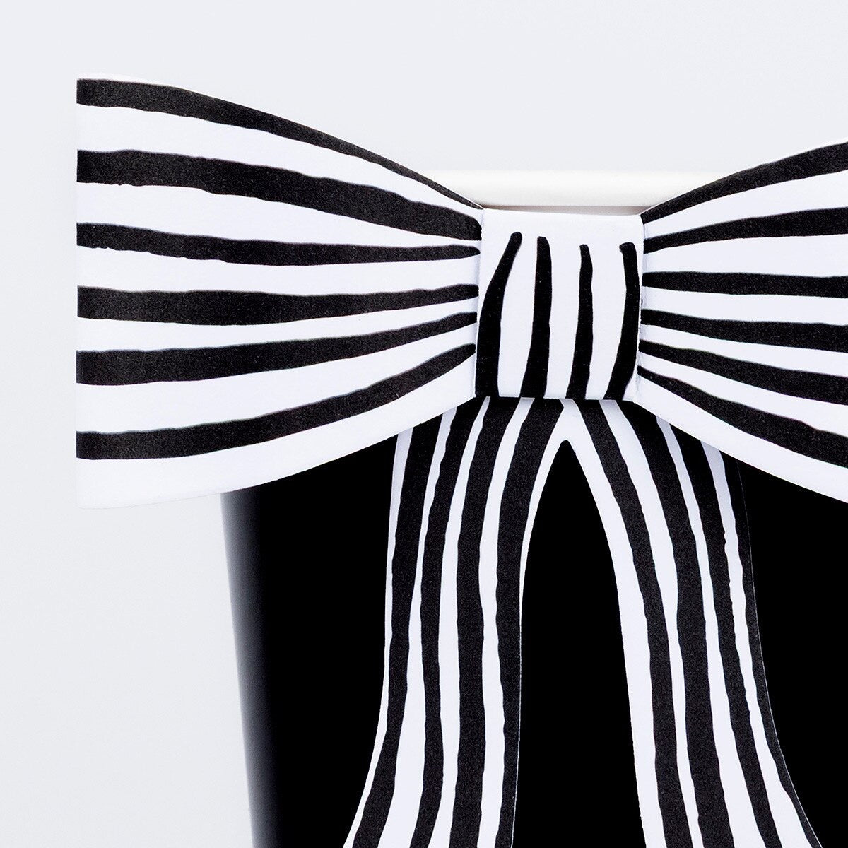Black and White Stripey Bow Cups - Pack of 8
