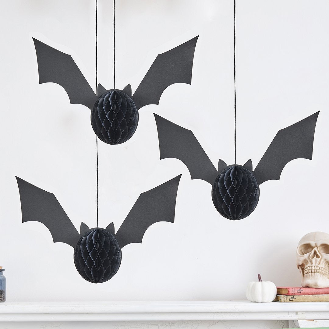 Honeycomb Bat Hanging Halloween Decorations