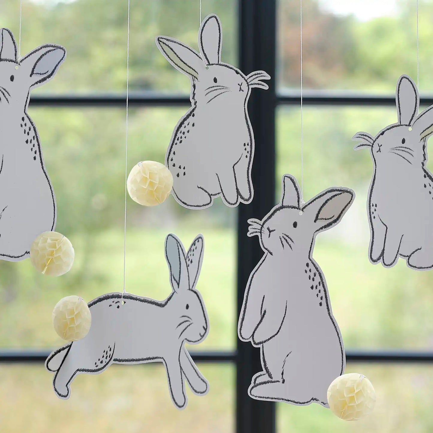 Hanging Easter Bunny Decorations with Honeycomb Tails