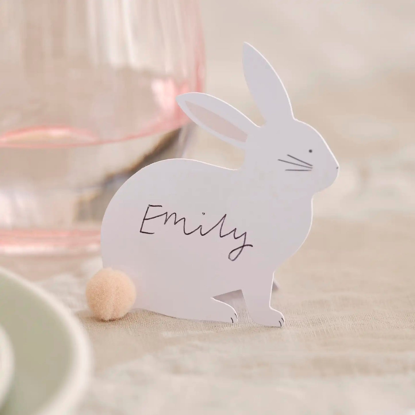 Easter Bunny Placecards with Pom Pom Tails