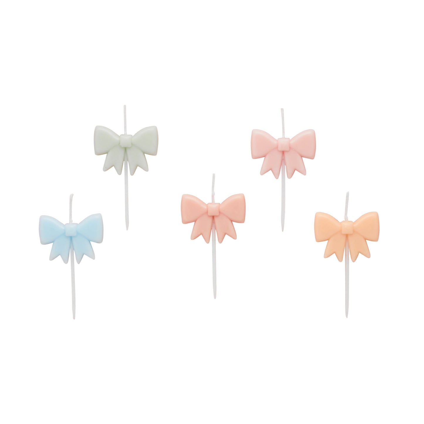 Pastel Bow Cake Candles - Set of 5