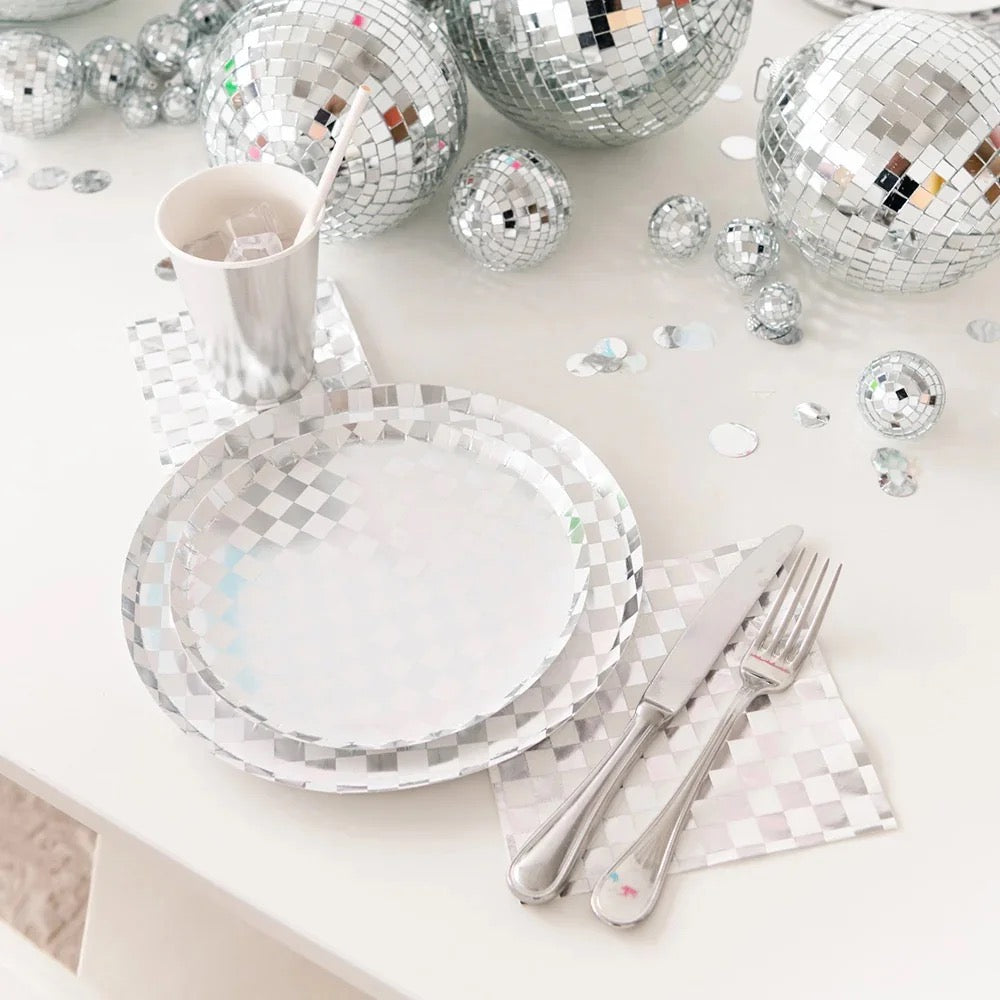 Silver Check It! Checkerboard Dessert Plates