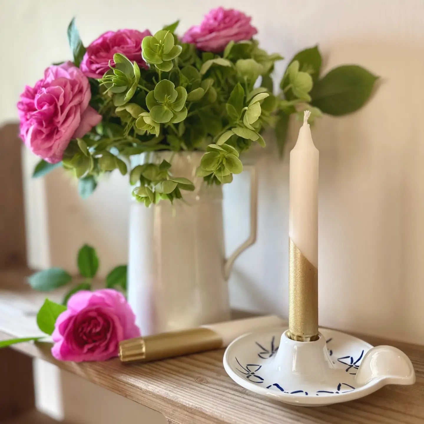 Hand Dipped Gold and Cream Christmas Dinner Candles