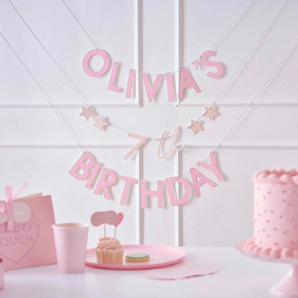 Customised Name and Age Pamper Party Paper Garland