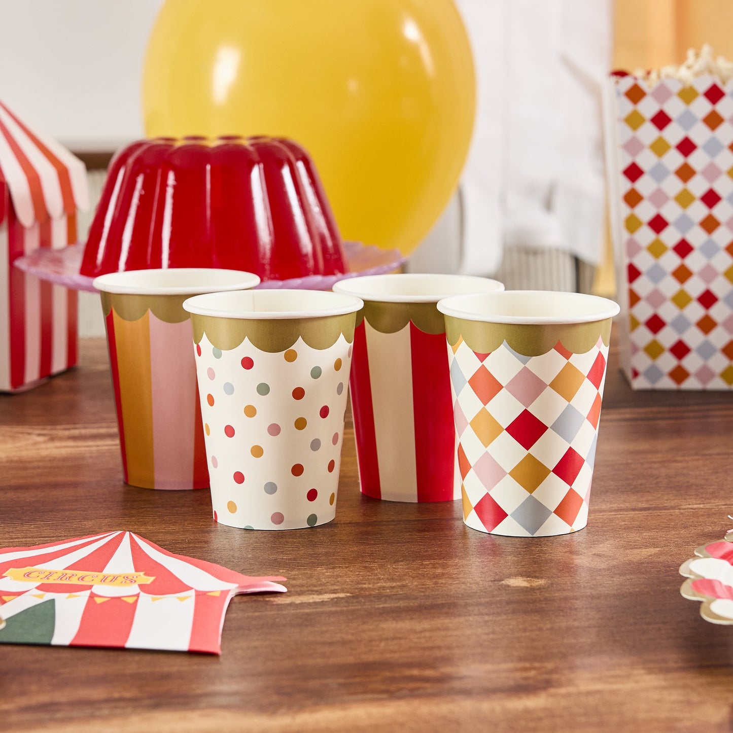Circus Party Mixed Patterns Paper Cup - Pack of 8