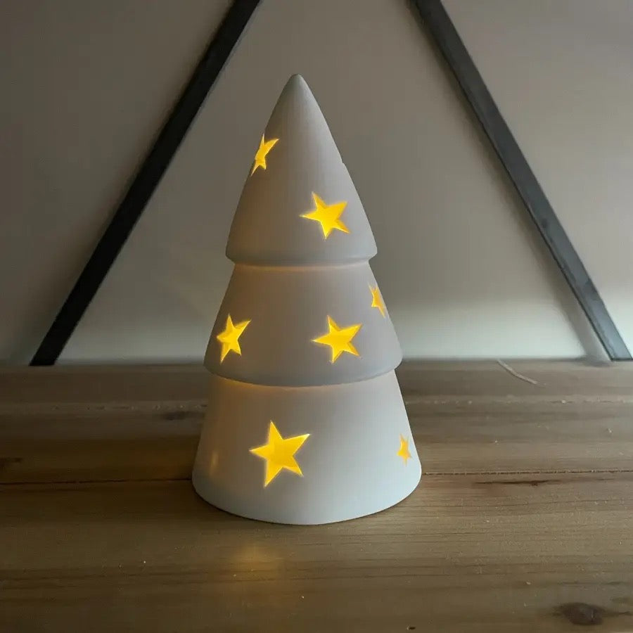 White Ceramic Light Up Christmas Tree 16cm
