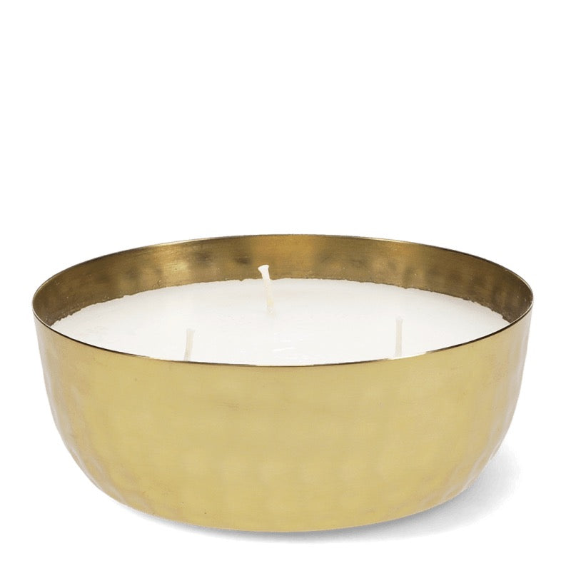 3 Wick Scented Candle - Gold Tone Hammered Metal