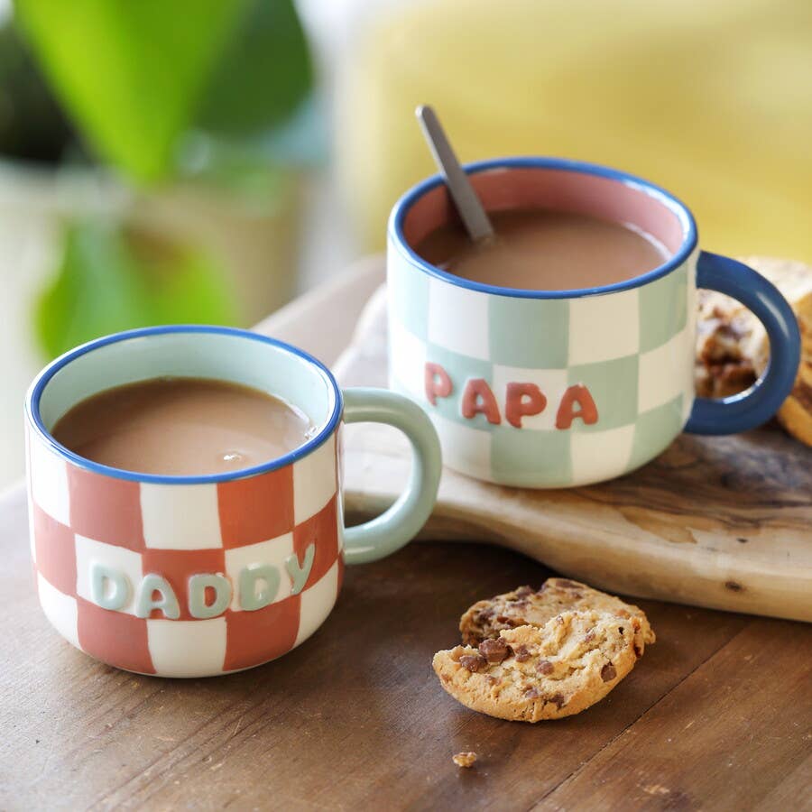 Ceramic Contrast Checkerboard Papa Mug