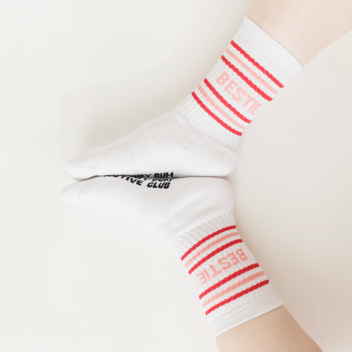 Bestie Socks Pink Text