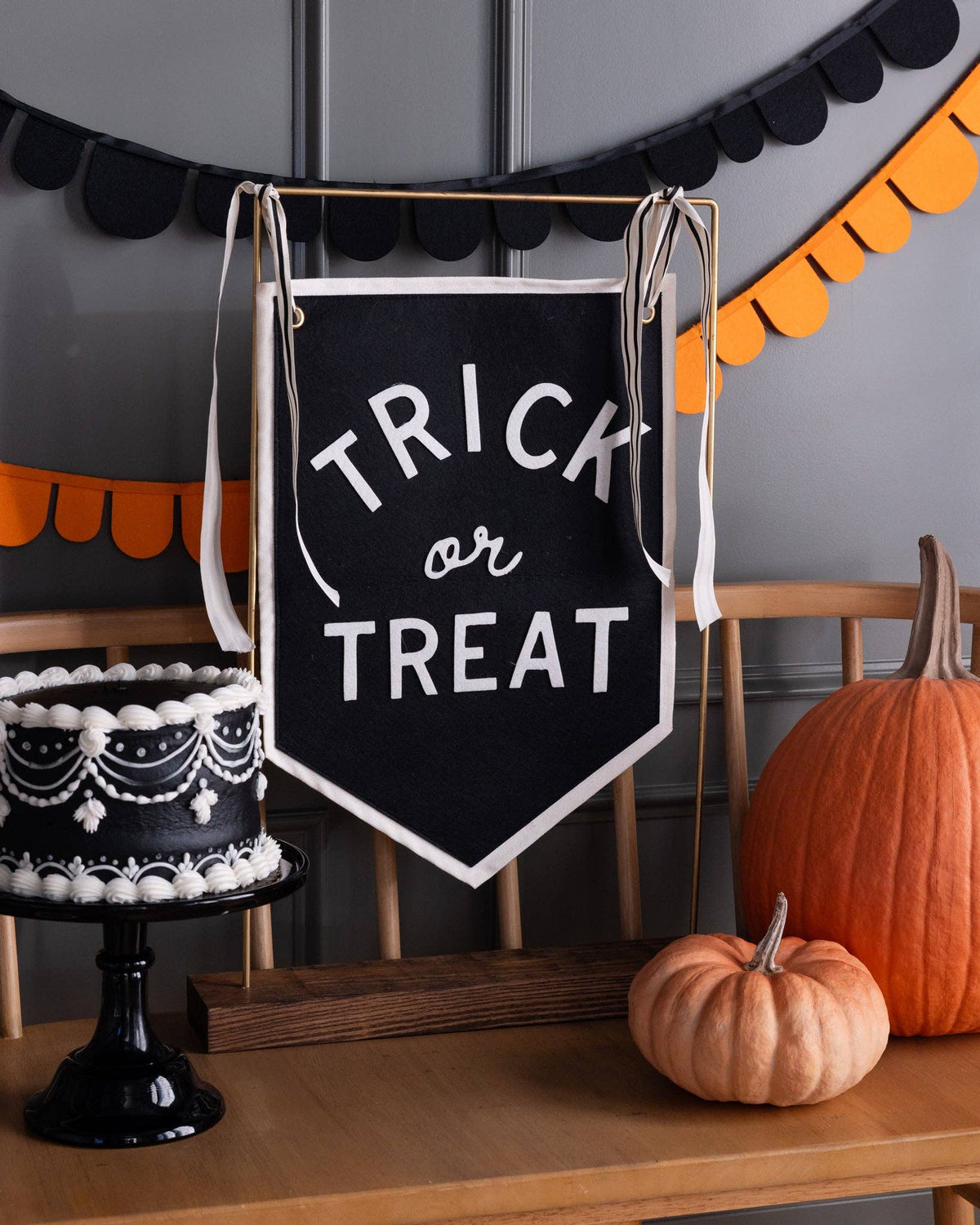 Black and White Trick or Treat Canvas Banner