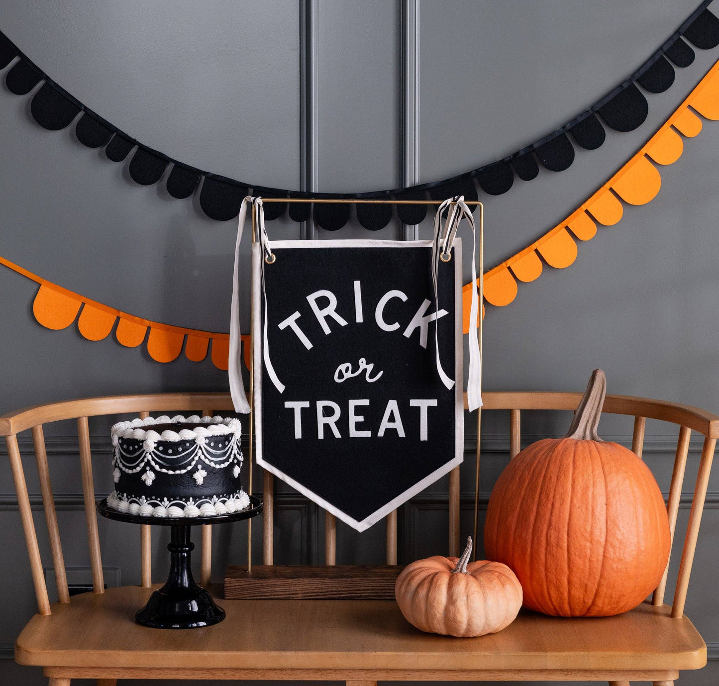Black and White Trick or Treat Canvas Banner