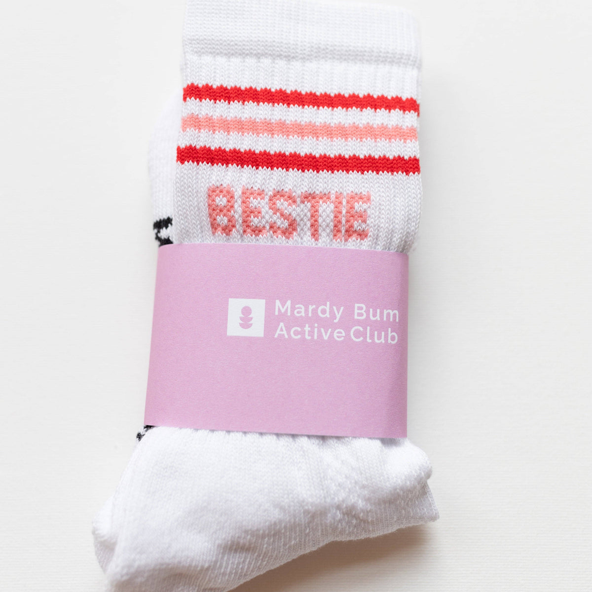 Bestie Socks Pink Text