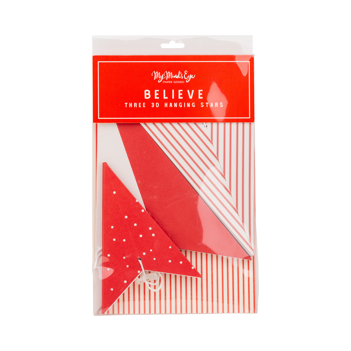 My Minds Eye Red and Cream Hanging Christmas Star Set
