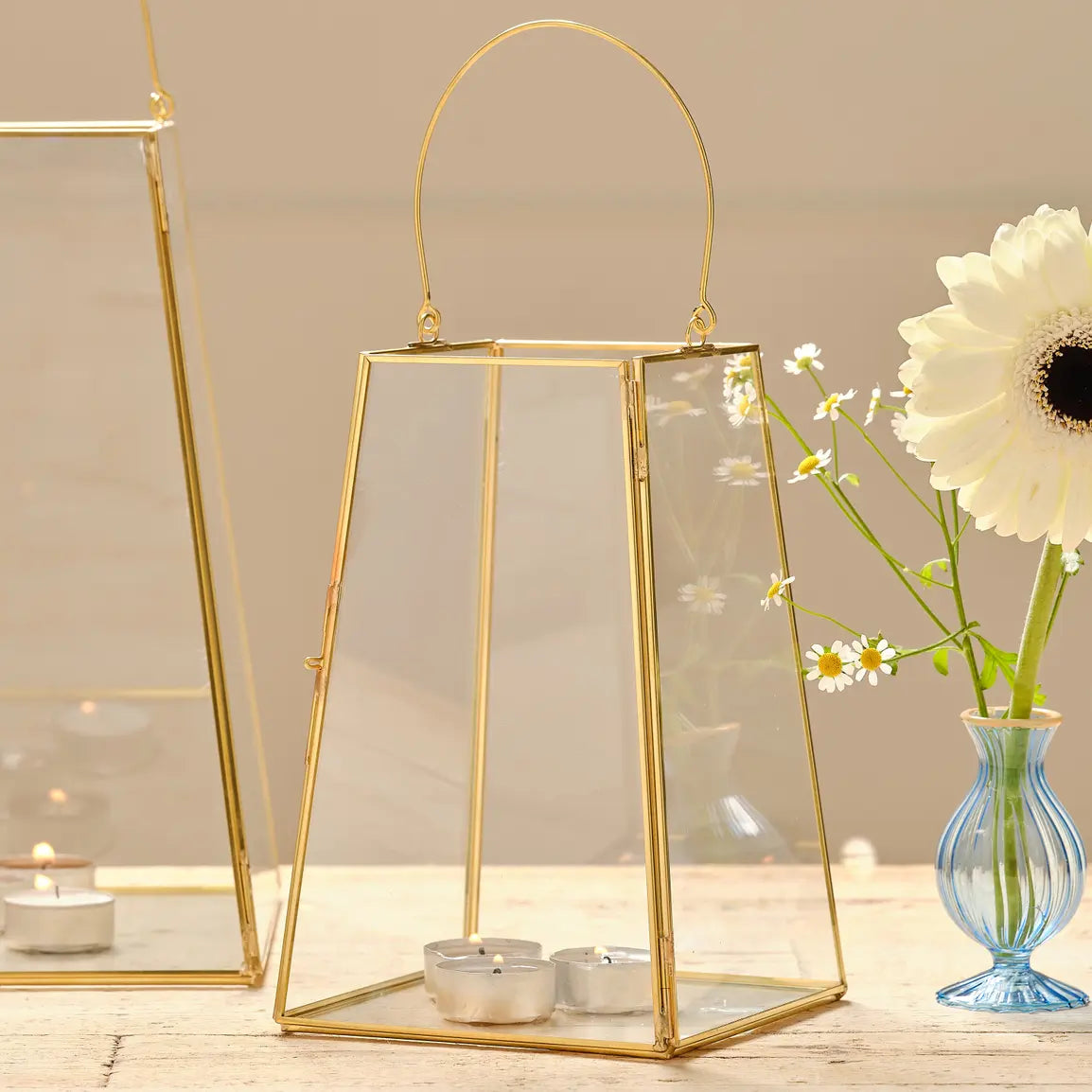 Gold Rimmed Glass Lanterns - Ginger Ray