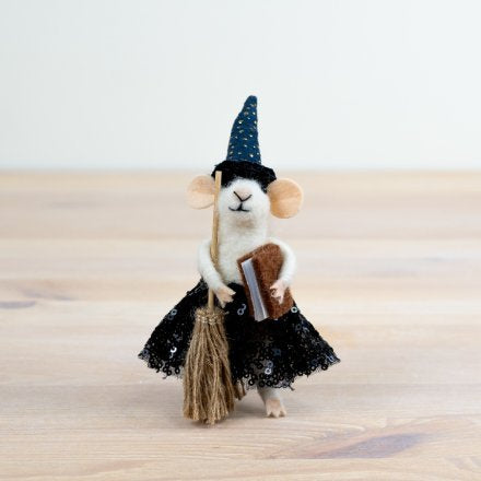 Halloween Broomstick Mouse - 12.3cm