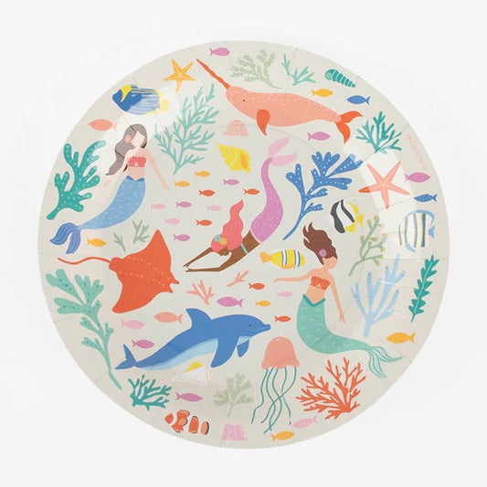 Mermaid Under the Sea Party Paper Plate