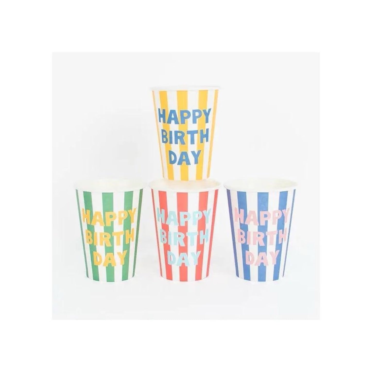 Happy Birthday Stripe Paper Party Cups