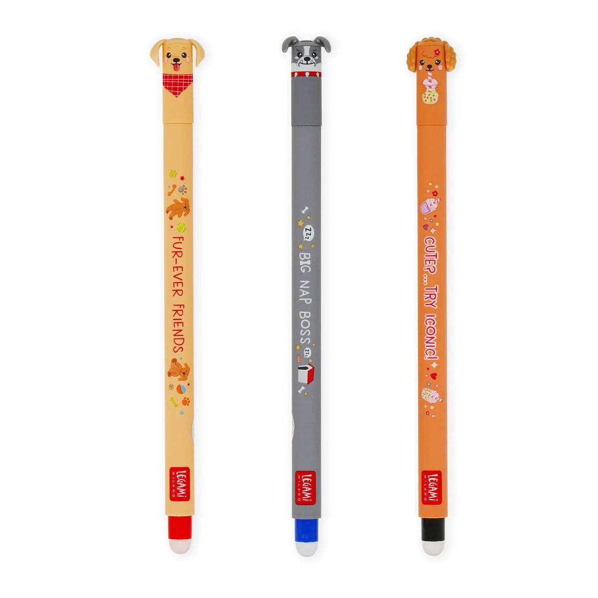 Legami Set of 3 Erasable Gel Pens - Fur-Ever-Friends