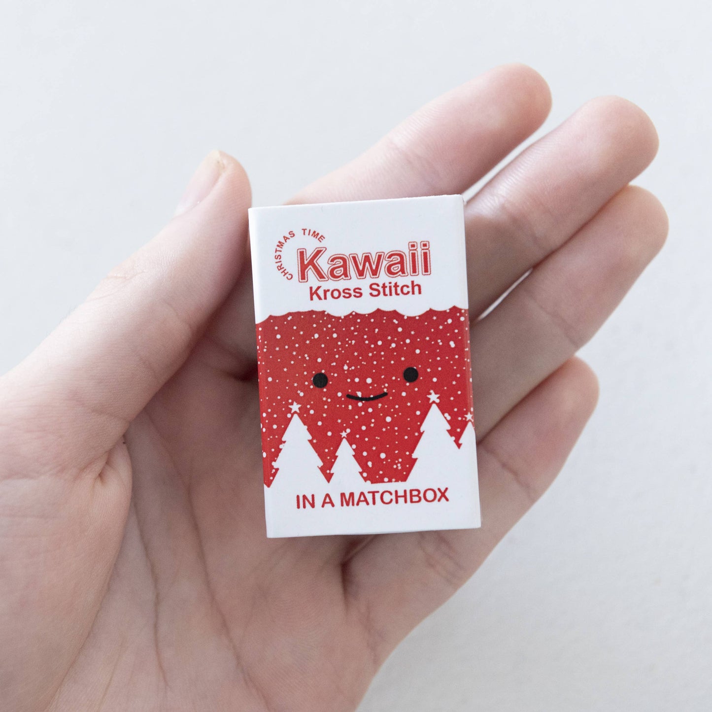 Kawaii Style Christmas Tree Cross Stitch Kit in a Matchbox Gift