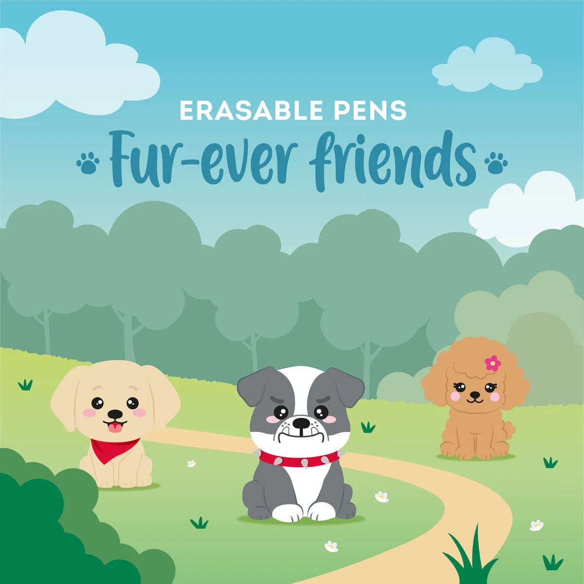Legami Set of 3 Erasable Gel Pens - Fur-Ever-Friends