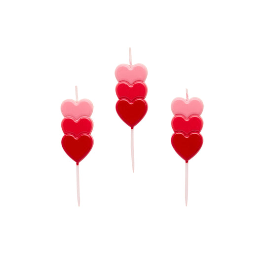 Stacked Heart Pink Candles - Set of 3