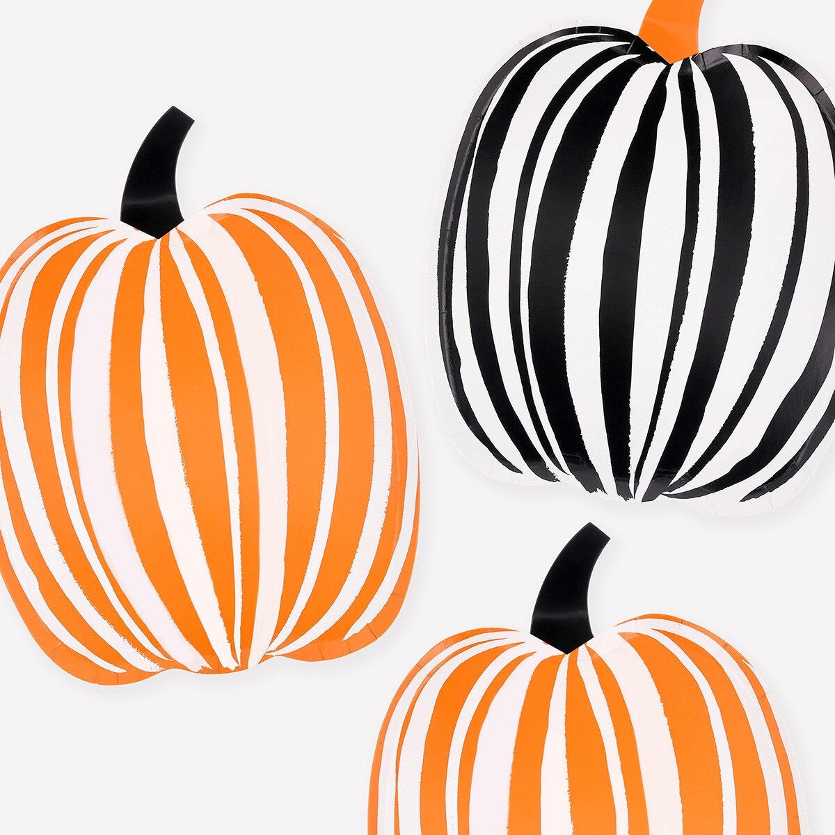 Meri Meri Striped Pumpkin Shaped Paper Plates - Pack of 8