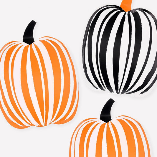 Meri Meri Striped Pumpkin Shaped Paper Plates - Pack of 8