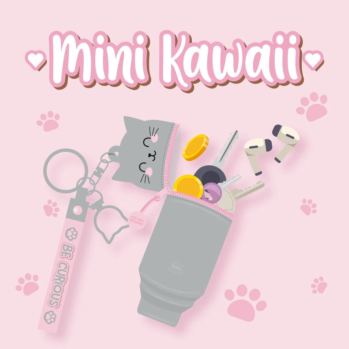 Legami Coin Purse with Keyring - Mini Kawaii Kitty