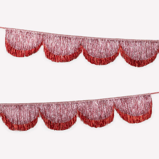 Meri Meri Pink and Red Tinsel Fringe Garland