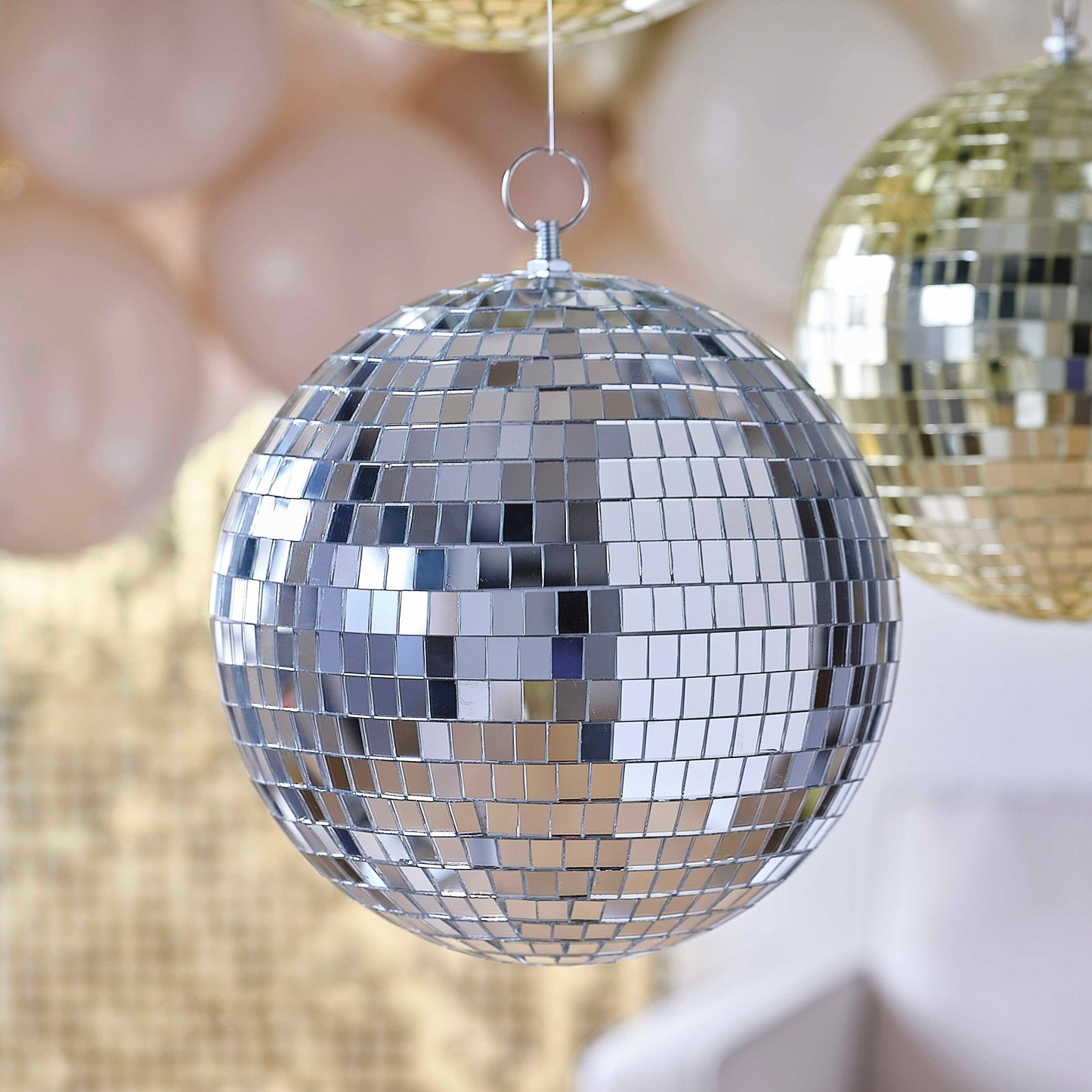 **SECONDS** Silver Disco Ball Hanging Decoration - 20cm