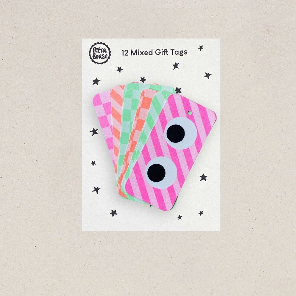 Googly Eye Gift Tags for Gift Wrapping - Pack of 12 Mix of Designs