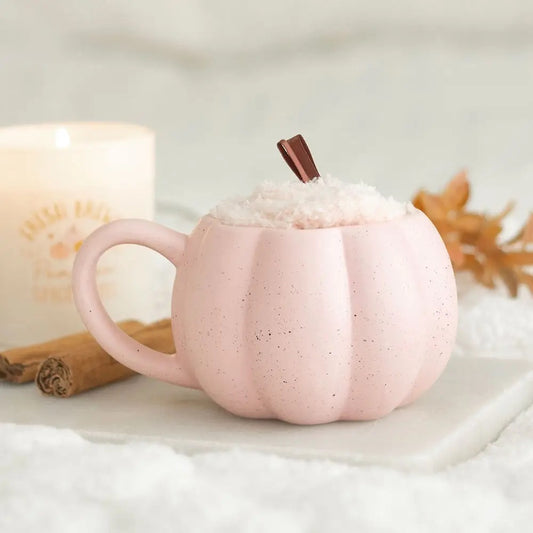 Pink Pumpkin Halloween Autumn Mug and Sock Set
