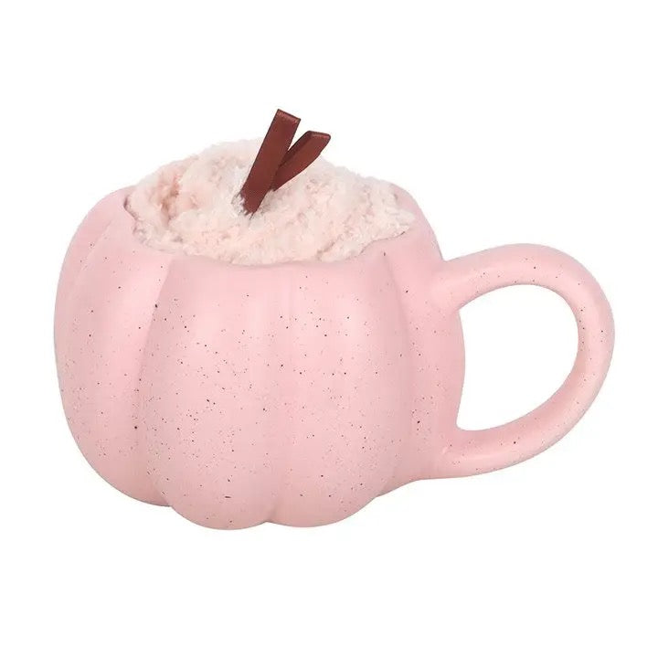 Pink Pumpkin Halloween Autumn Mug and Sock Set