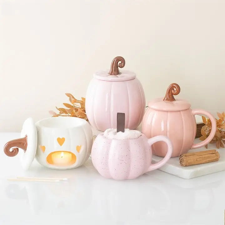 Pink Pumpkin Halloween Autumn Mug and Sock Set