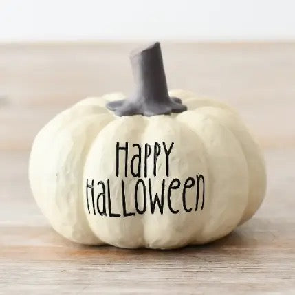 White Happy Halloween Pumpkin Decoration