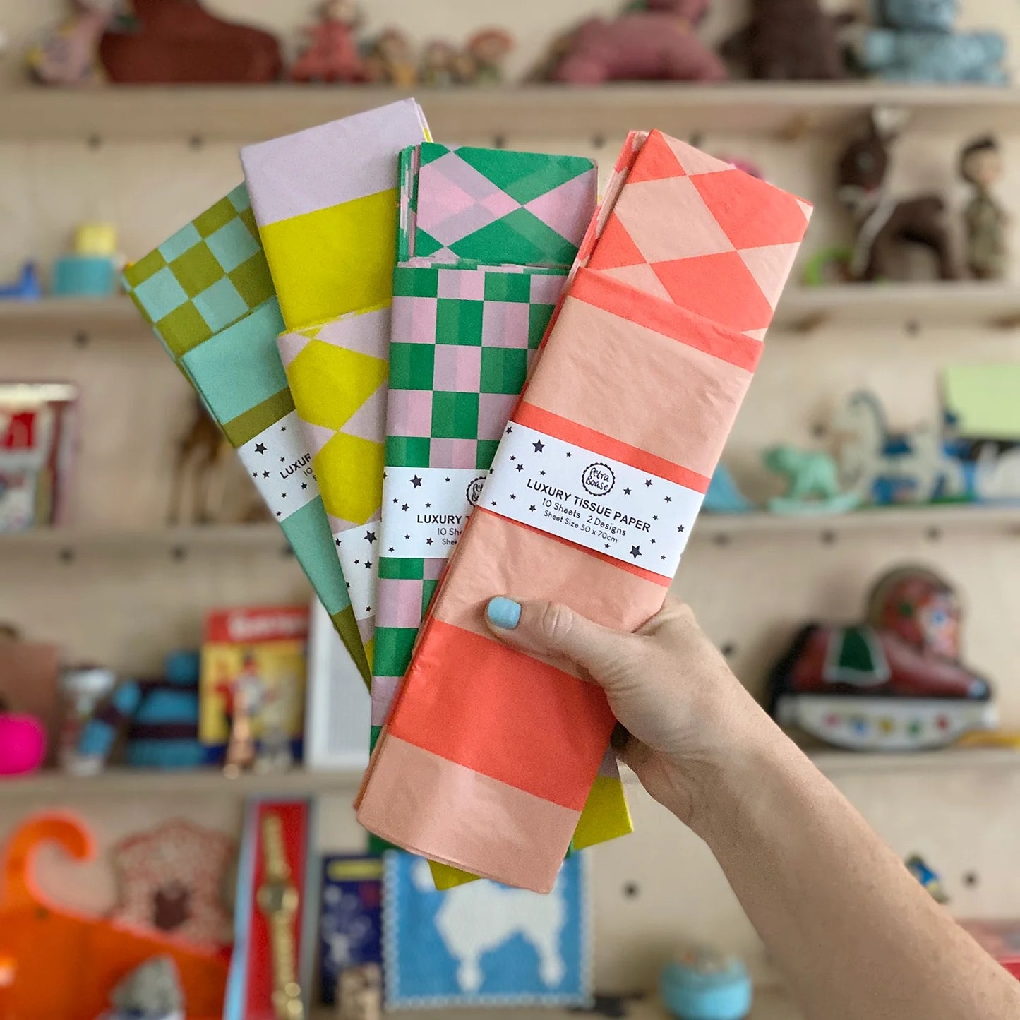 Fluoro Orange and Peach Luxury Patterned Tissue Paper