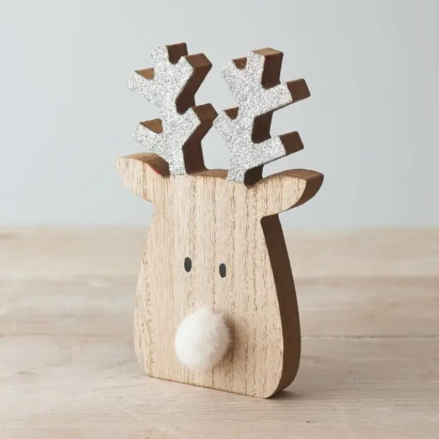 Wooden Reindeer Decoration 14.5 cm