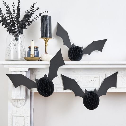 Honeycomb Bat Hanging Halloween Decorations