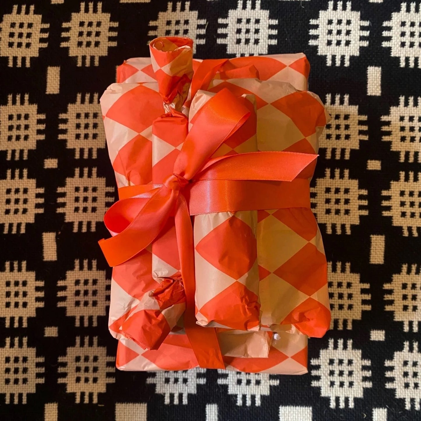 Fluoro Orange and Peach Luxury Patterned Tissue Paper