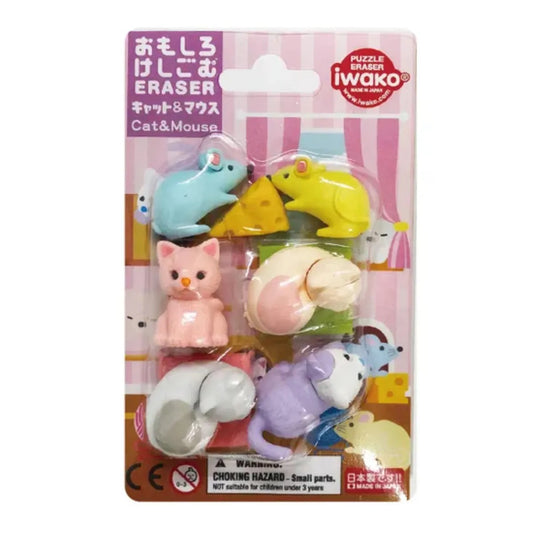 Iwako Cat and Mouse Puzzle  Erasers