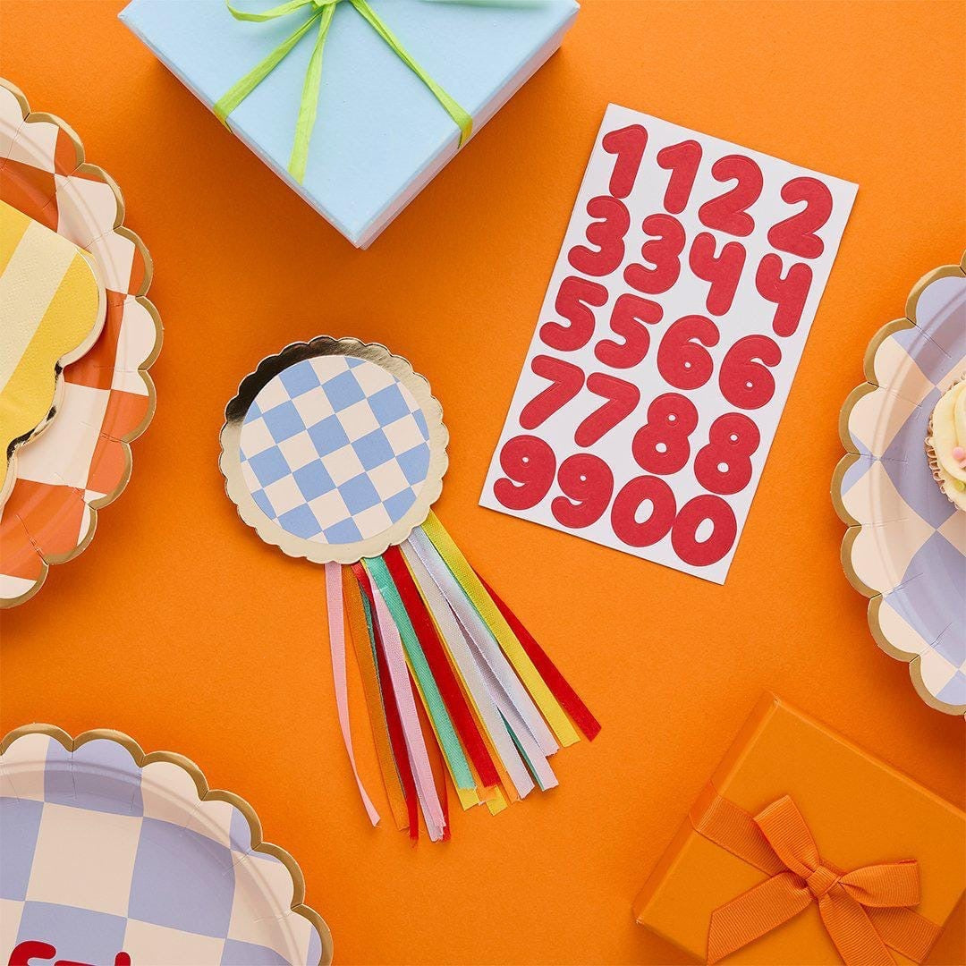 Award-Style Ribbon Birthday Rosette with Custom Age Stickers