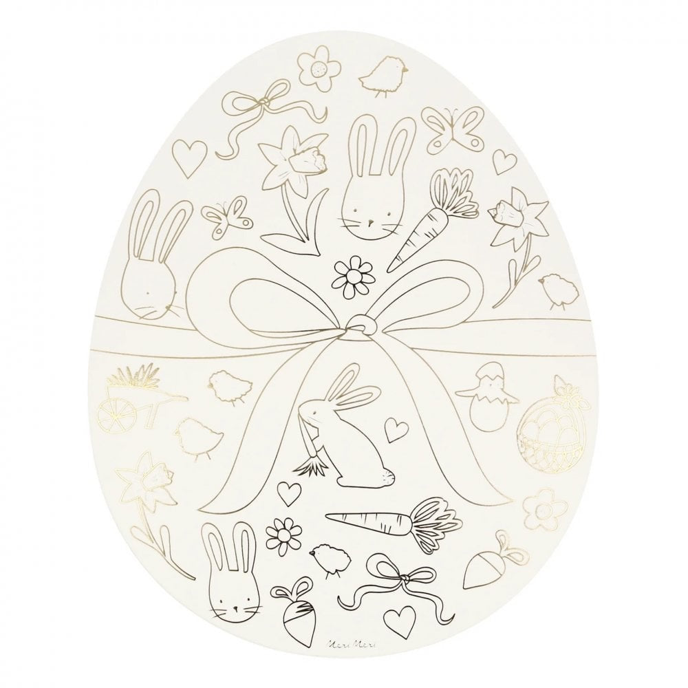 Meri Meri Pack of 8, Colour in Easter Egg Shaped Placemats