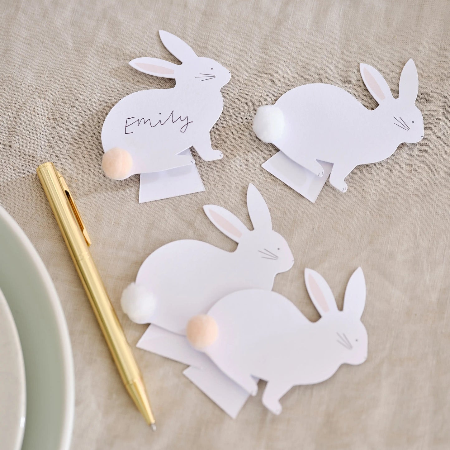 Easter Bunny Placecards with Pom Pom Tails